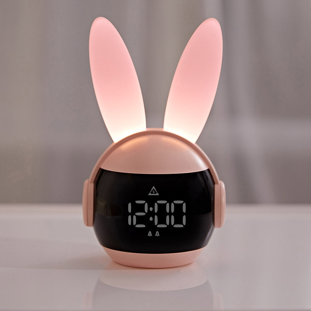 1pc Cute Rabbit-Shaped LED Alarm Clock with Night Light, USB Rechargeable Lithium Battery, Oval Arch Design, Pink & White, Perfect for Bedroom Decor, Bedroom Decor | Playful Design | Soft Glow Light, Rabbit Deco