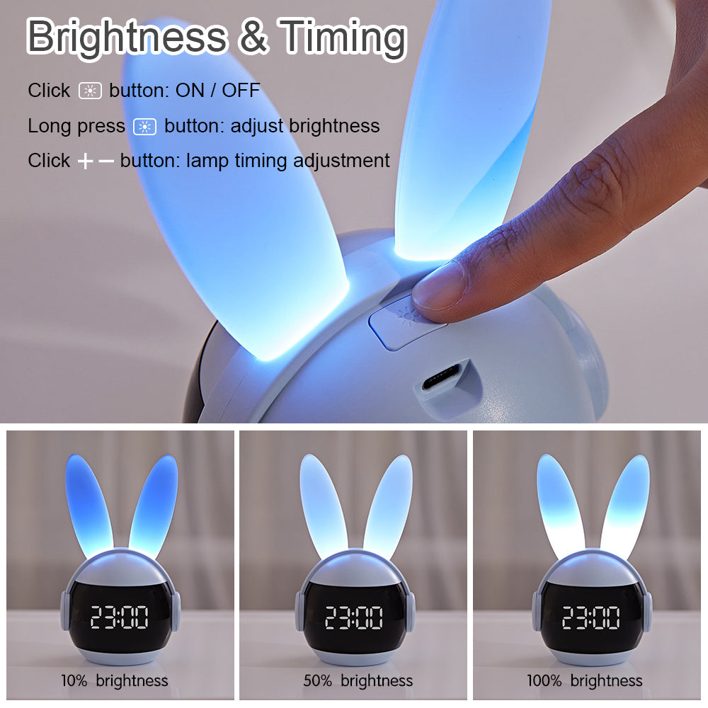 1pc Cute Rabbit-Shaped LED Alarm Clock with Night Light, USB Rechargeable Lithium Battery, Oval Arch Design, Pink & White, Perfect for Bedroom Decor, Bedroom Decor | Playful Design | Soft Glow Light, Rabbit Deco