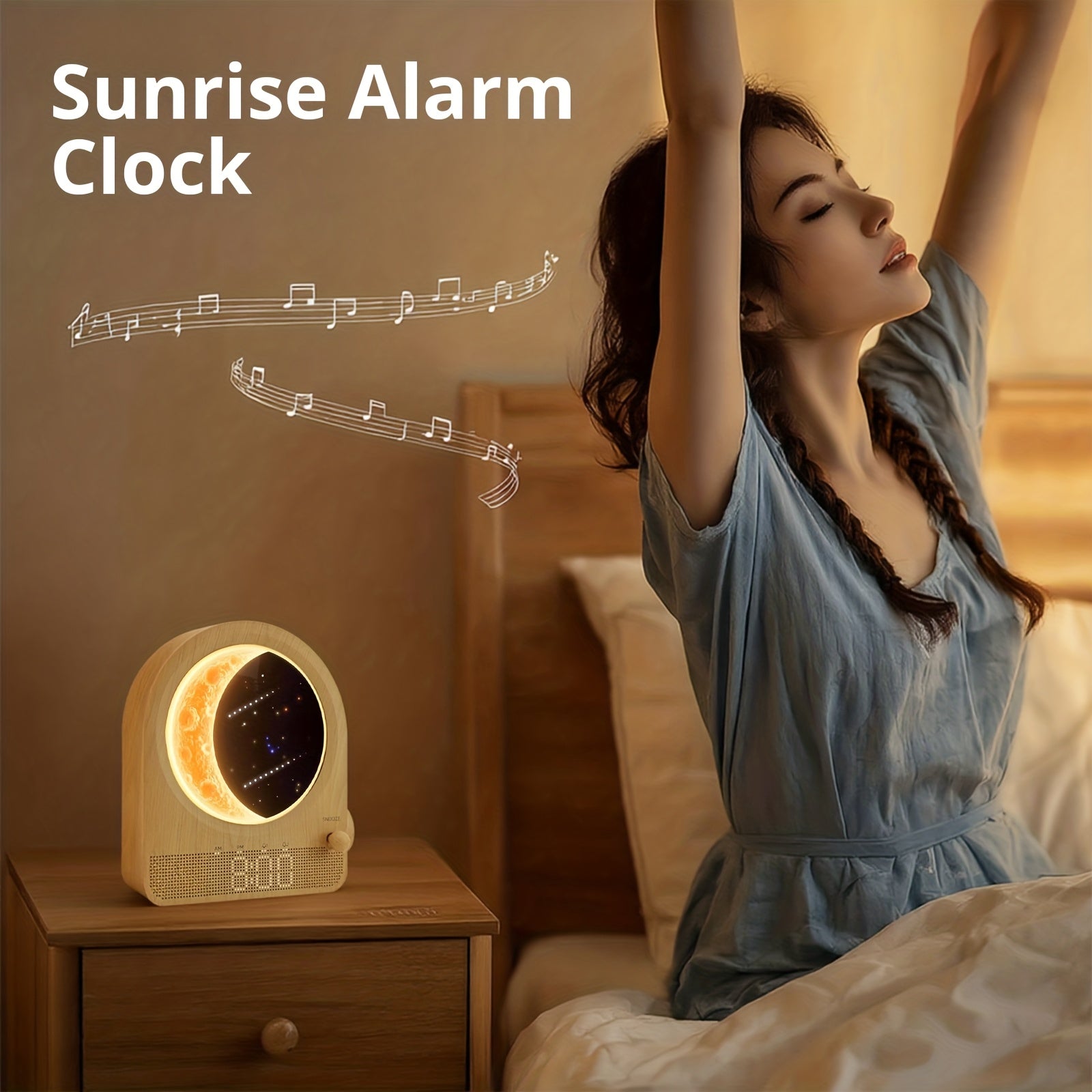 Soothing Alarm Clock Dual Alarm Clock & White Noise Machine with 10 Soothing Sounds | 30\u002F60\u002F90min Timer, Touchscreen Bedside & Moonlight - Cable Included, Durable - Gift for Women\u002FAdults