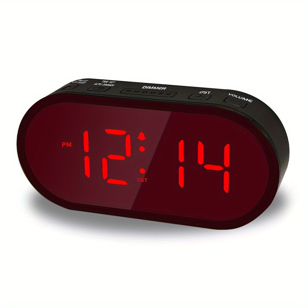 LED Digital Alarm Clock, Compact Wall Clock, Powered by Batteries, Features Adjustable Brightness with Three Levels, a Dim Night Mode, Automatic Dimming, Auto Daylight Saving Time Adjustment, Supports Both 12 And 24-Hour Formats, Cordless Design